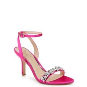Jewel Badgley Mischka Pink Satin Crystal Heels